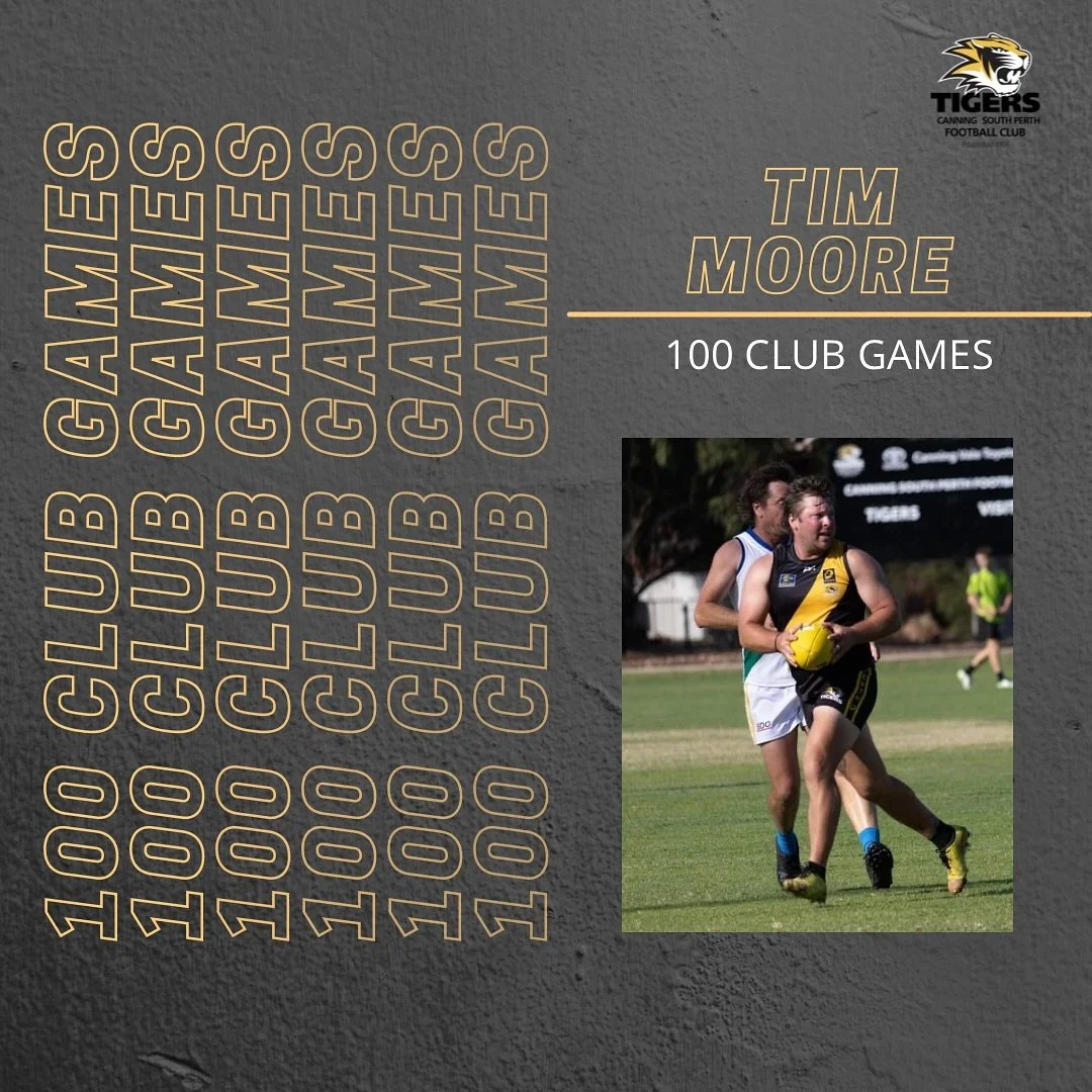 Tim Moore 100!
Timmy joined the club in 2018, playing in the league side until 2022. After a year off in 2023, he has joined the reserves team adding to an impressive tally of 74 league games and 26 reserves games. A former Colts association fairest