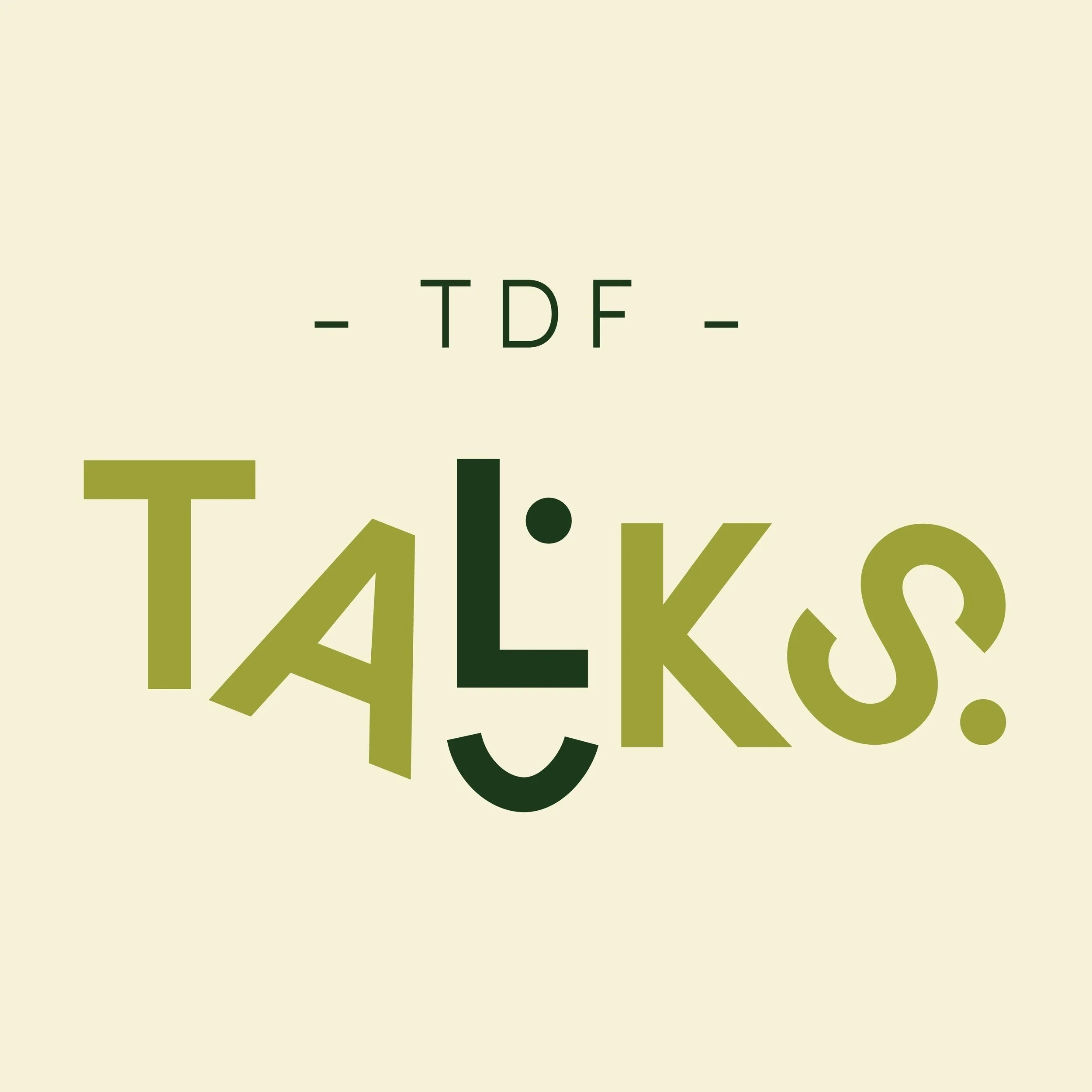The Design Files Talks podcast artwork with green lettering on cream.