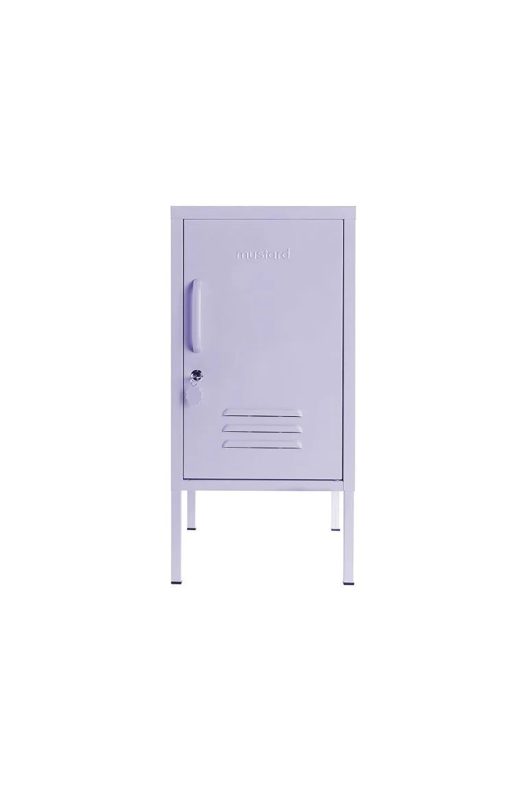Lilac Shorty storage locker by Mustard Made with a vented door and slim raised legs.