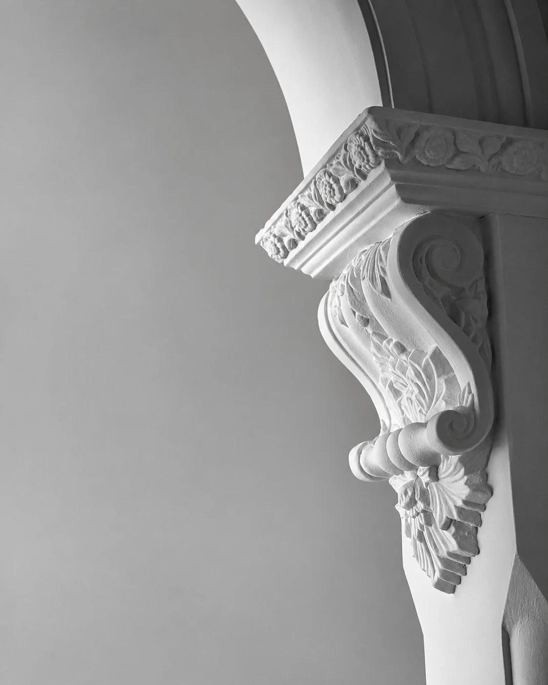 Decorative plaster corbel detail within the original Craigneal residence.