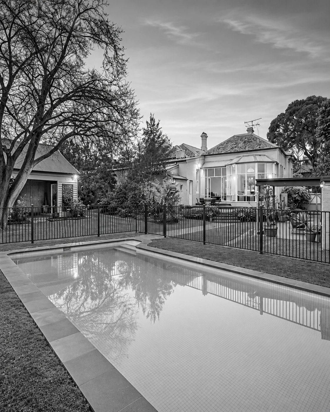 Craigneal rear garden and swimming pool beside the existing residence.