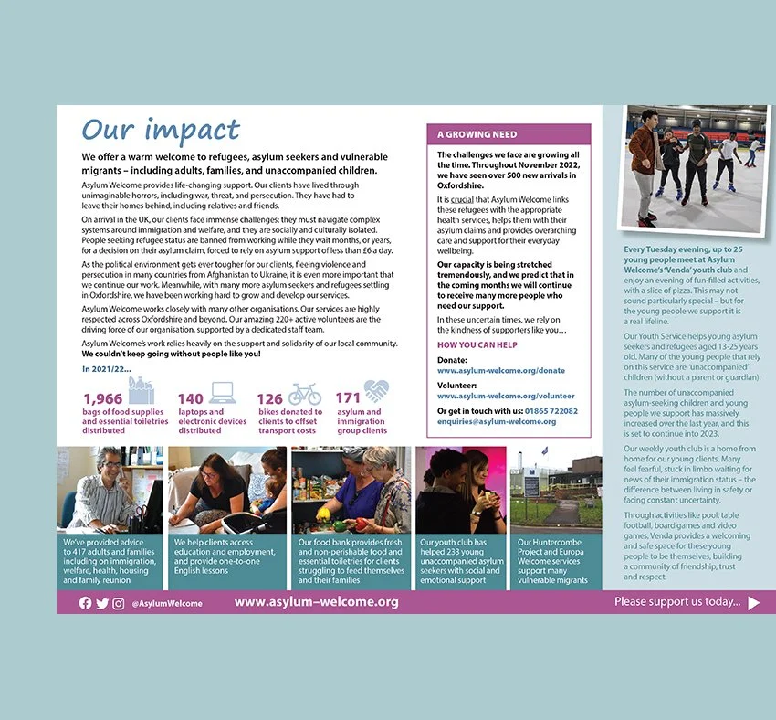 Asylum Welcome Doordrop leaflet