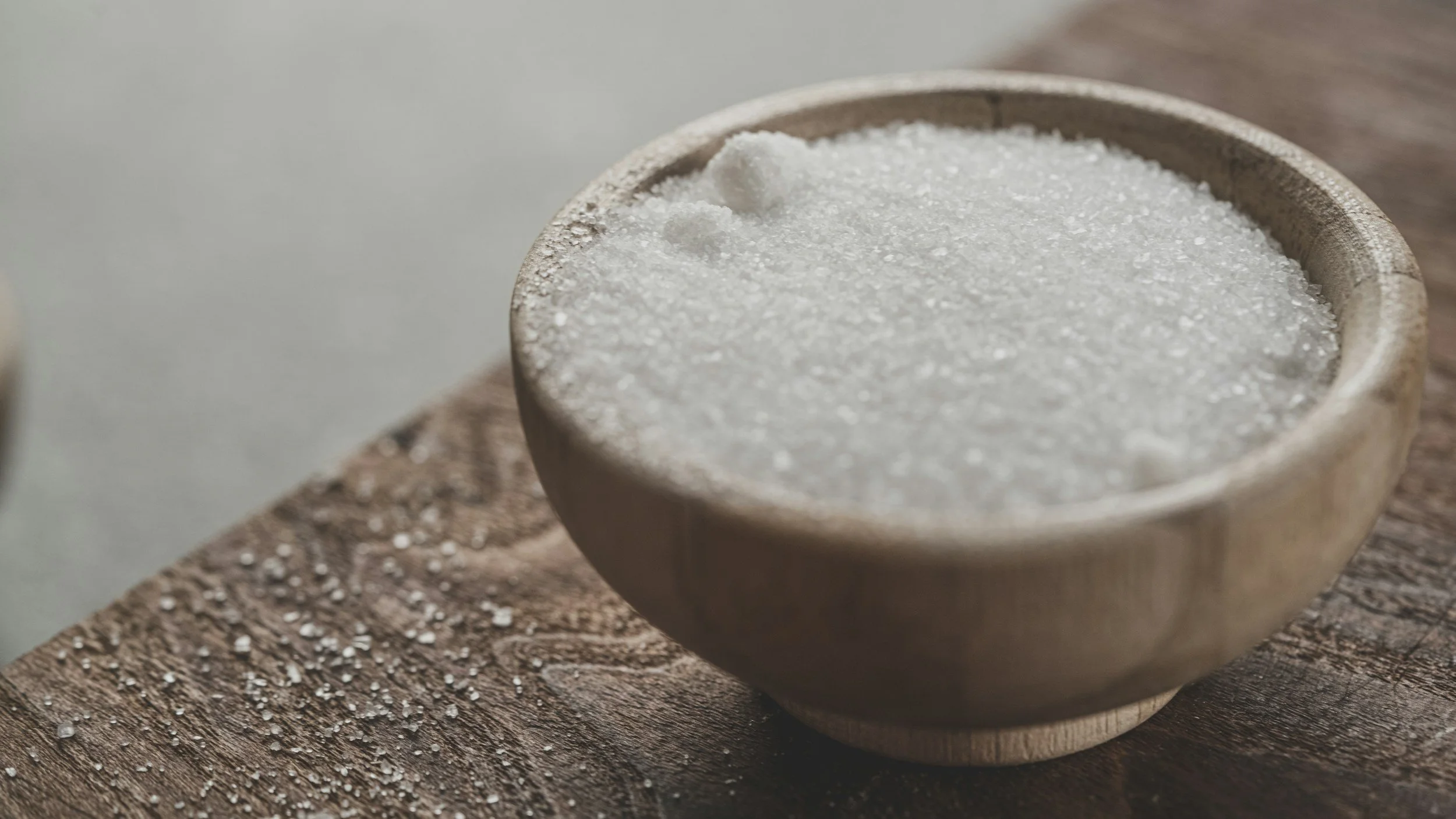 Salt in a wooden bowl