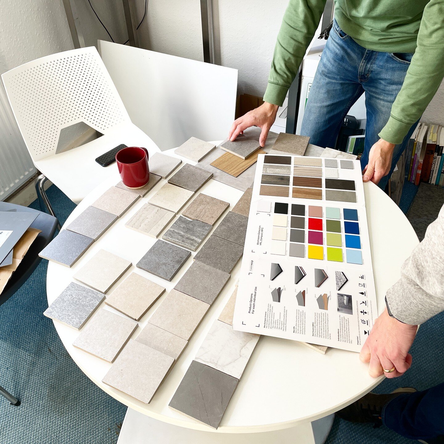 Choosing finishes and colour schemes for a school project. Must be nearing completion&hellip;&hellip;
#architect #architecture #toomuchchoice #interior #walltiles #floortiles #solusceramics