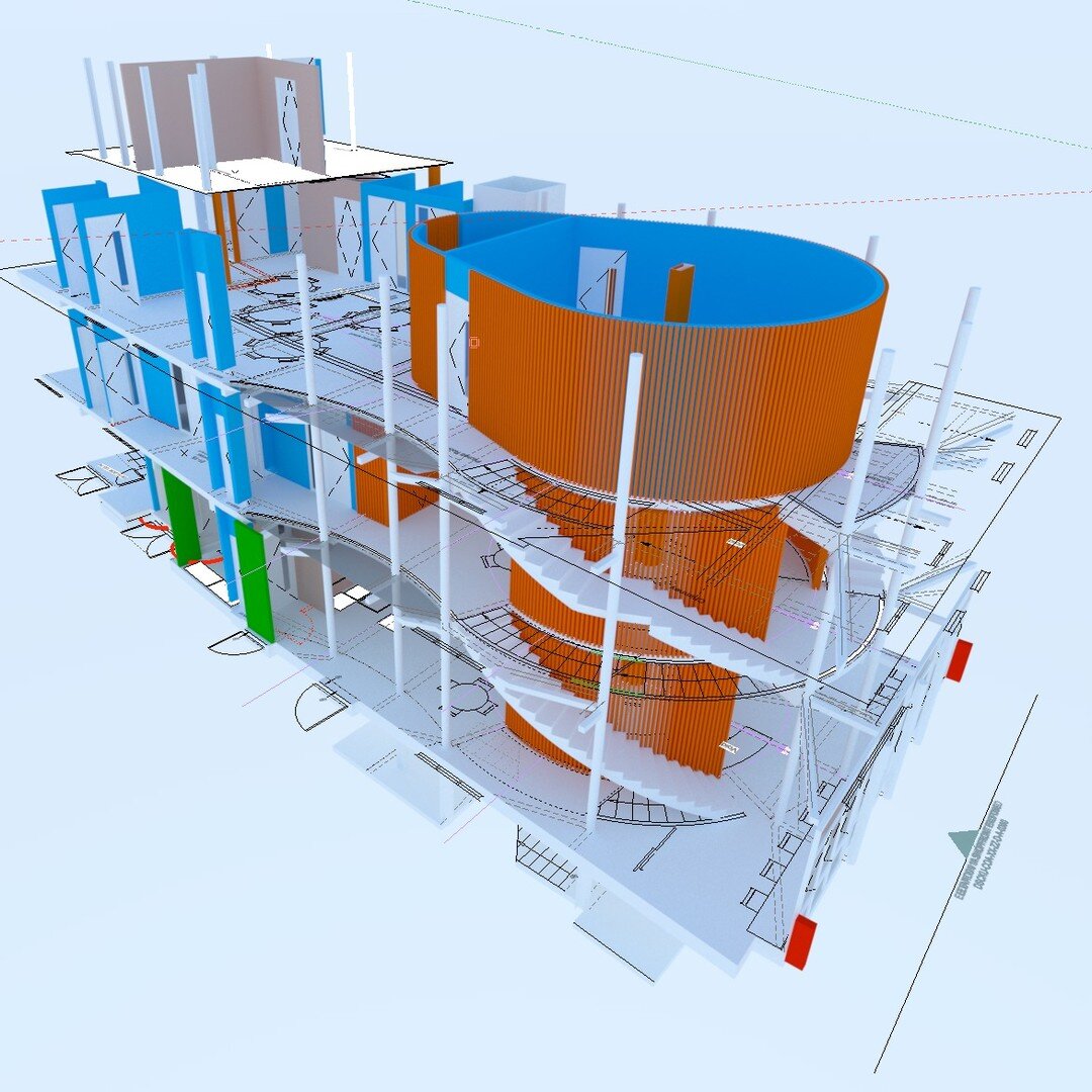 Digital Society Centre, Keele University

A couple of images from a project for the Keele University.

1. BIM model - progressing the technical design

2. Existing circular staircases will form the main circulation across three floors

When the refur