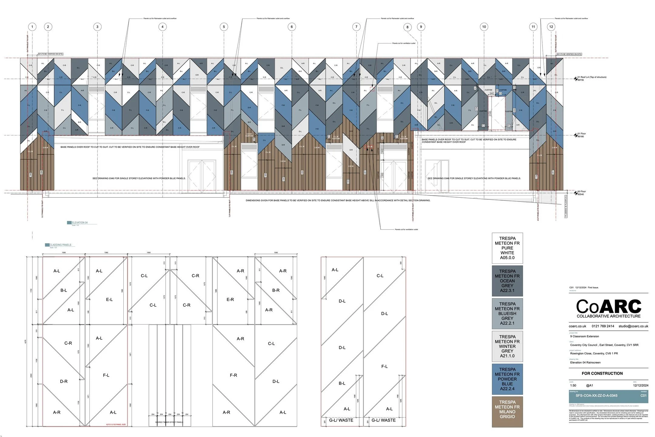 Cladding setting-out preview and site progress photos for Sherbourne Fields Special School, working with Alcema Limited.
#SEND #EducationConstruction #SchoolBuilding #Architecture #architect #cladding #architect #design #construction #steelframe #wor