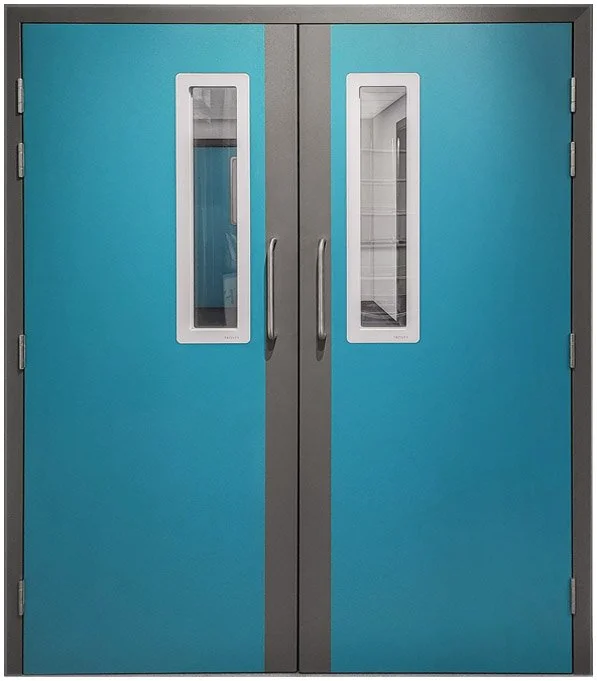 Firerated hygienic PVC wrapped door and frame for healthcare