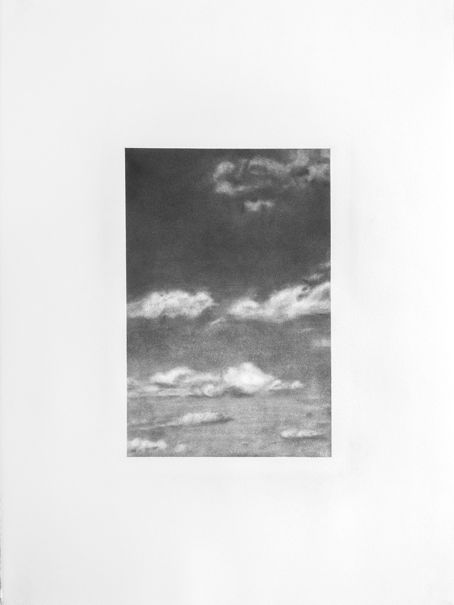  John MacConnell,  Clouds  (Fire Island Pines), 2020, graphite on Rives BFK, 30"x22"   Inquire  