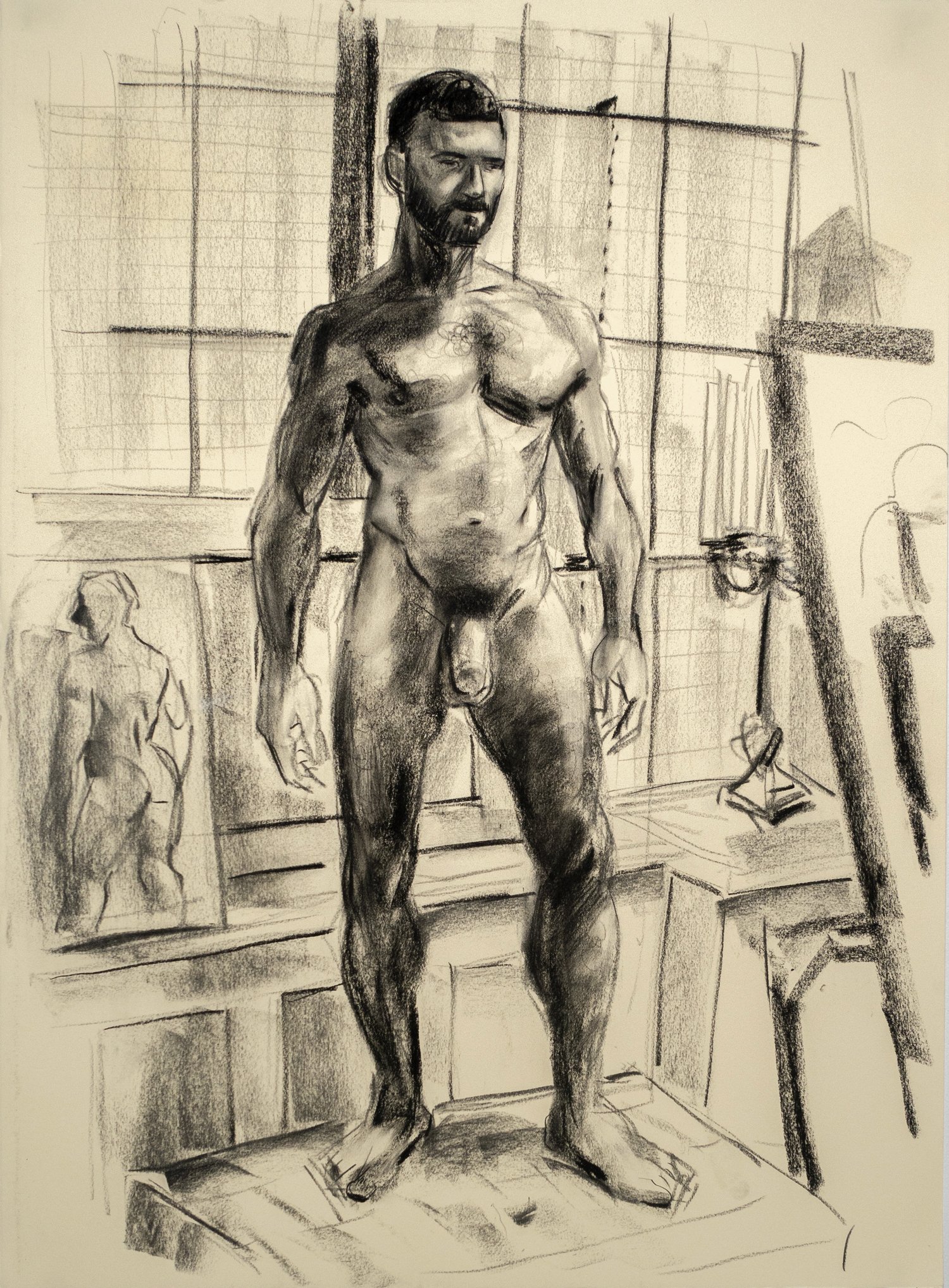   John MacConnell,  Christopher , 2021, charcoal on Rives BFK, 30”x22”   Inquire  