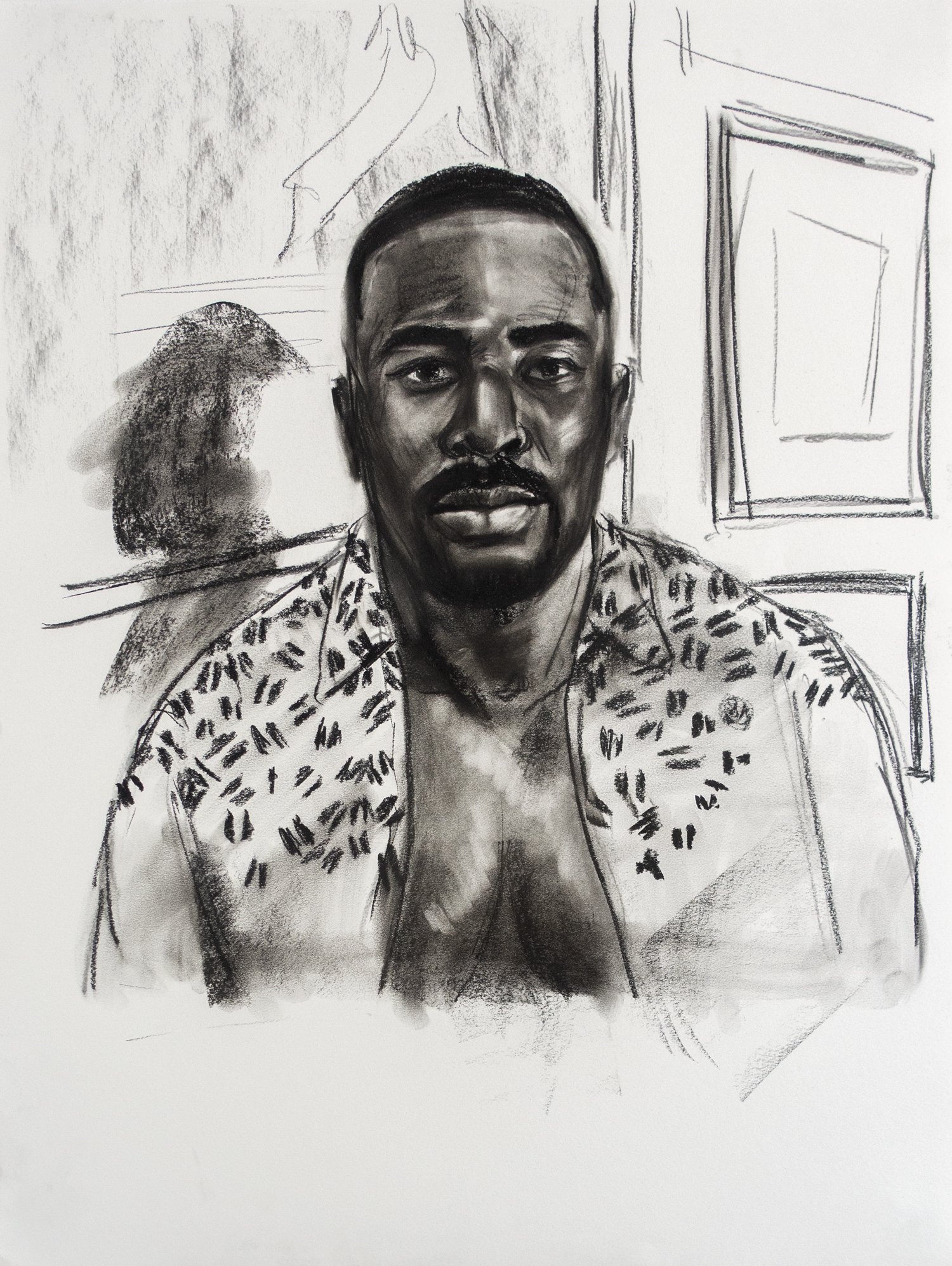   John MacConnell,  Kyle , 2020, charcoal on paper, 24”x18”   Inquire  