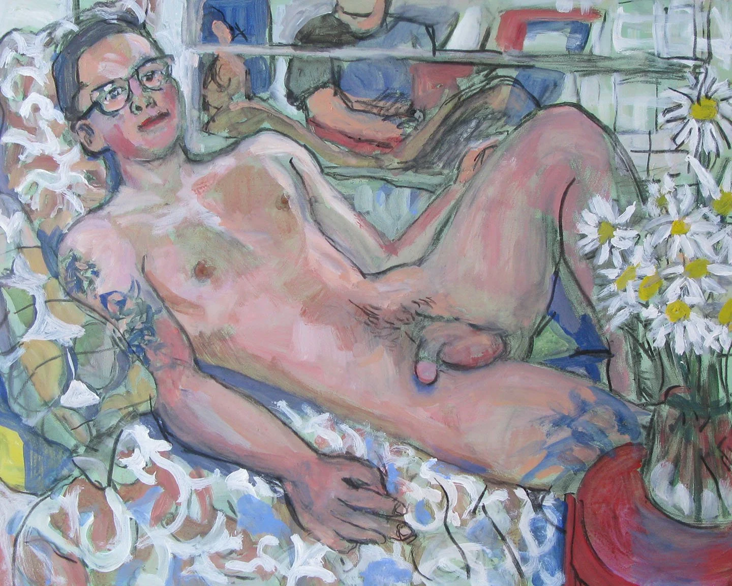 Young Man with Daisies