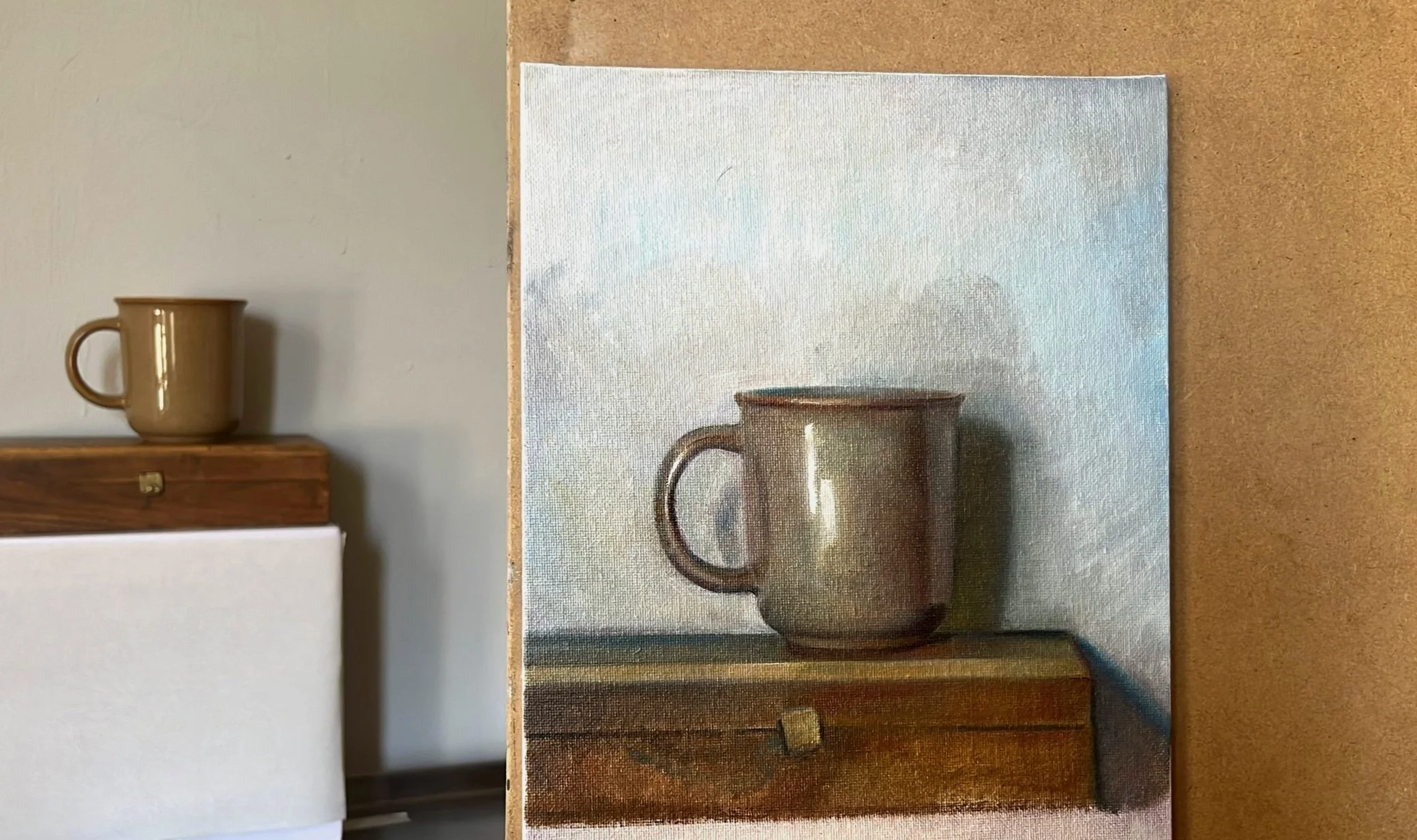 "Study of a Mug (alla prima)", original oil painting
