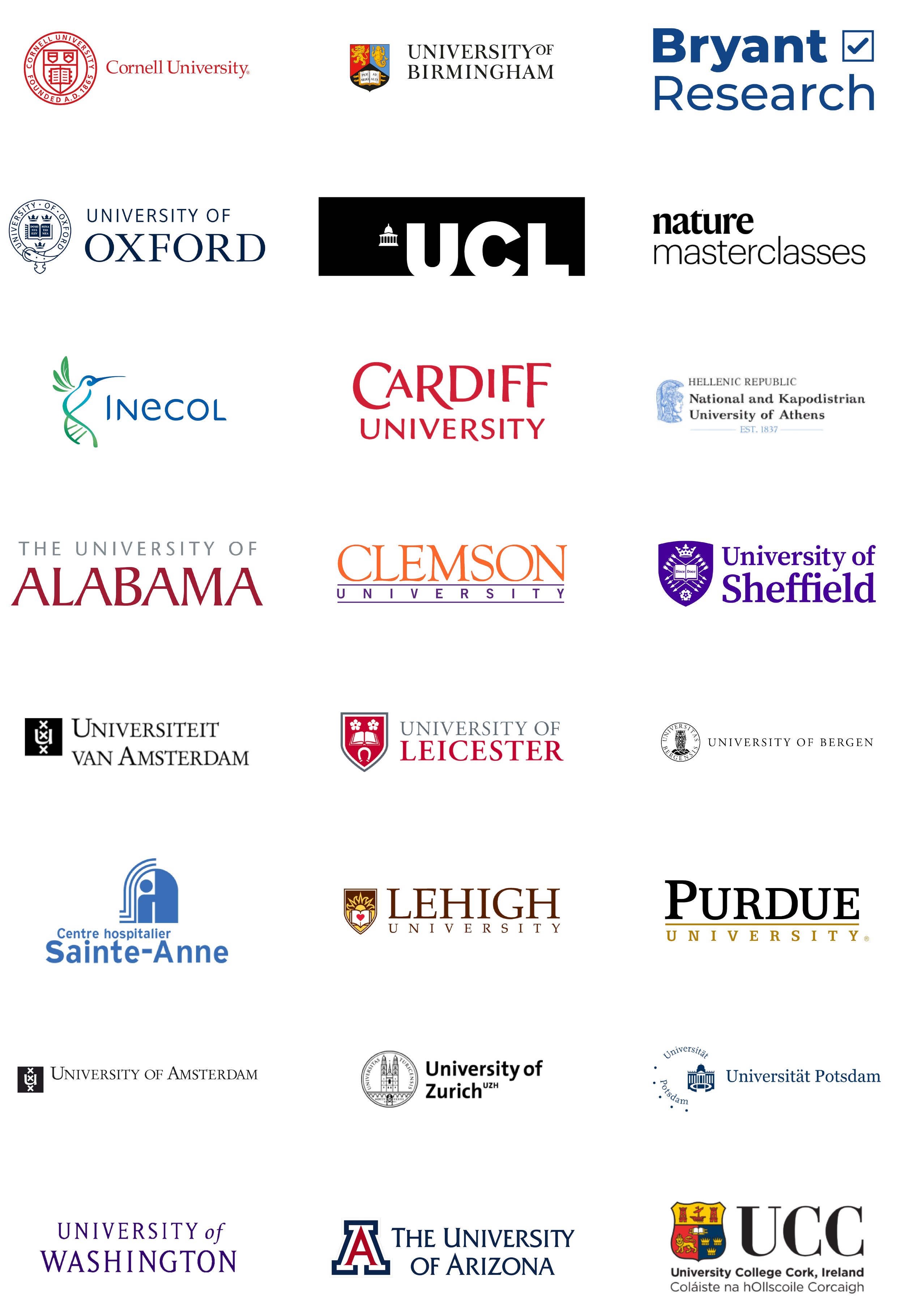 Collection of logos of various universities and institutions