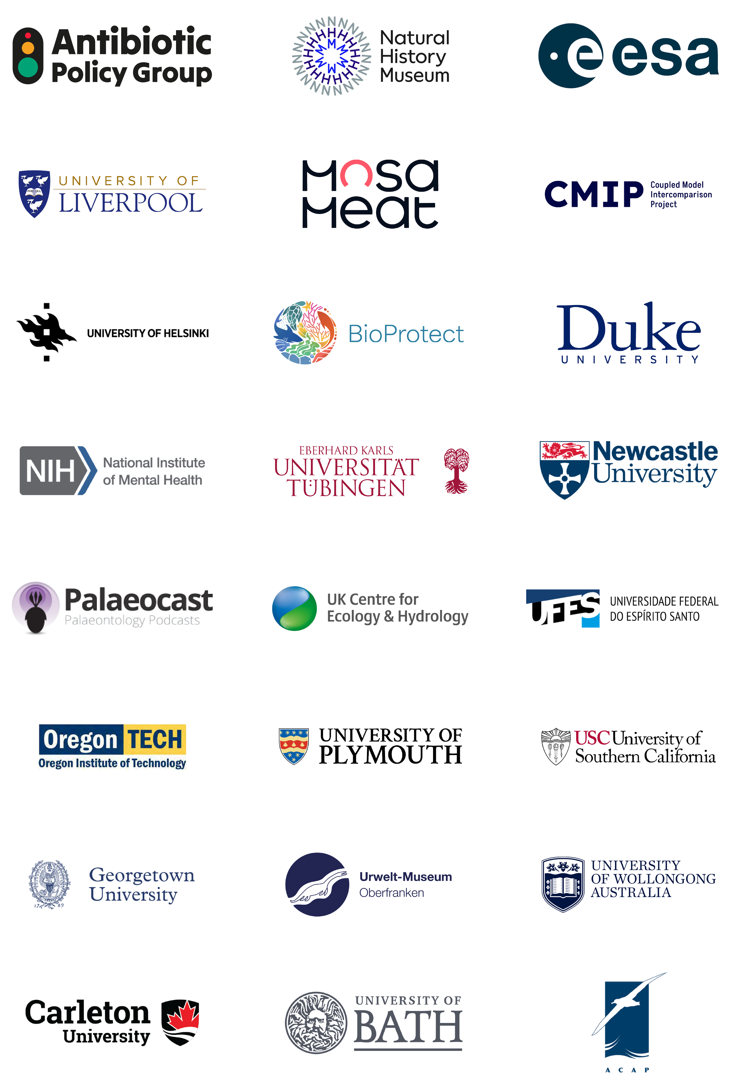 Collection of logos of various universities and institutions