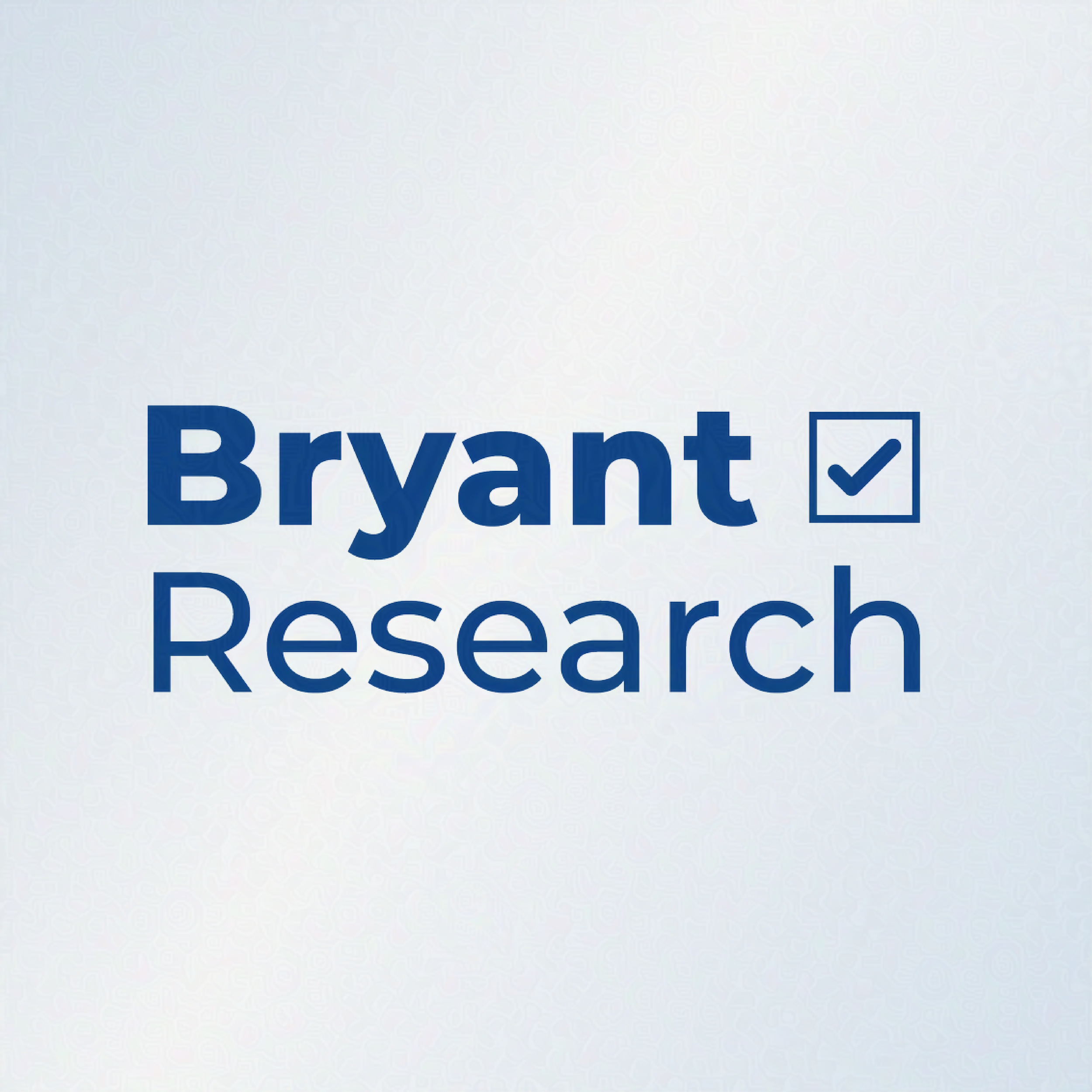 Bryant Research logo. The text is blue and there is a tick in a box next to the name 'Bryant'.