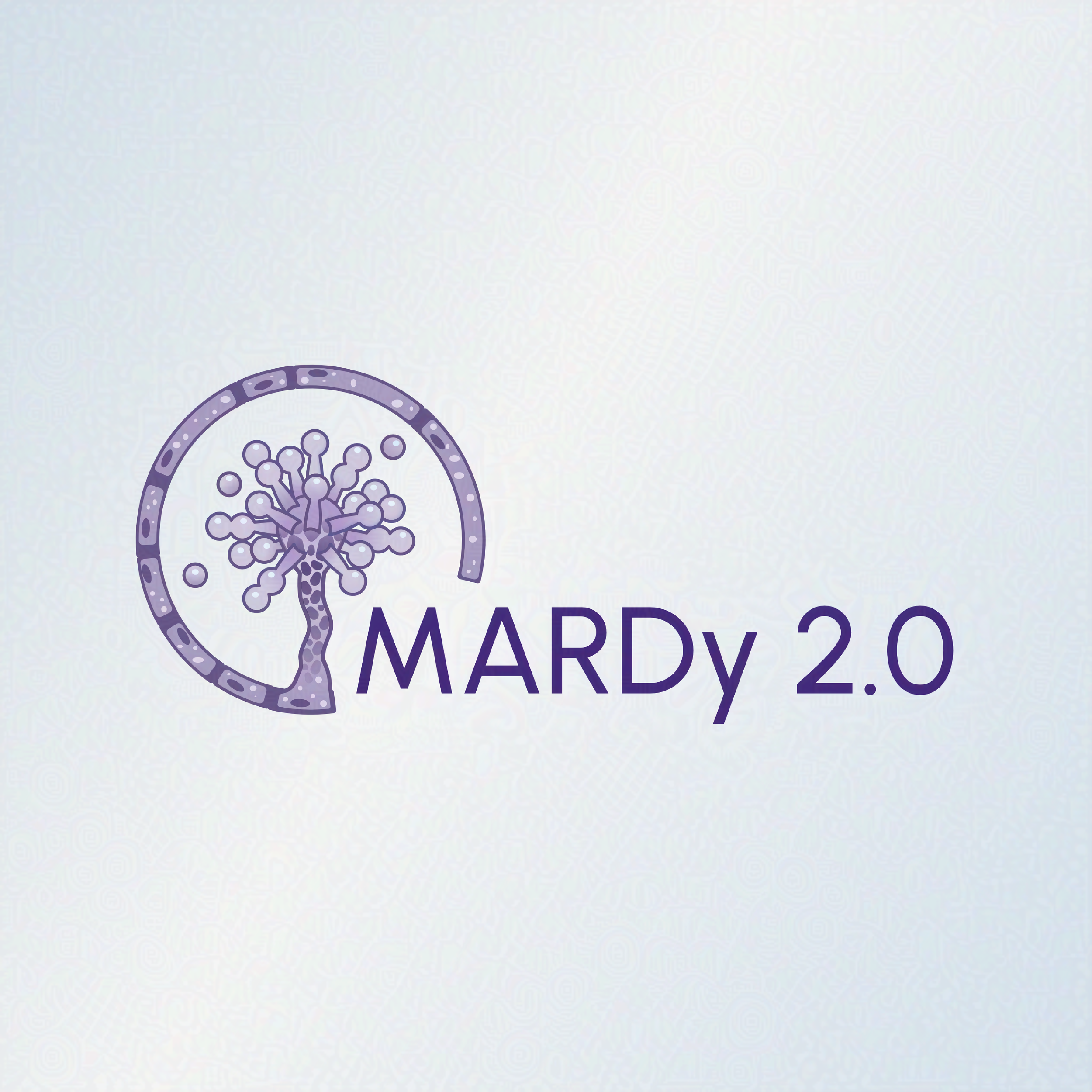 MARDy 2.0 Logo. It shows a circle of cells which terminate in a sporing section of fungi.