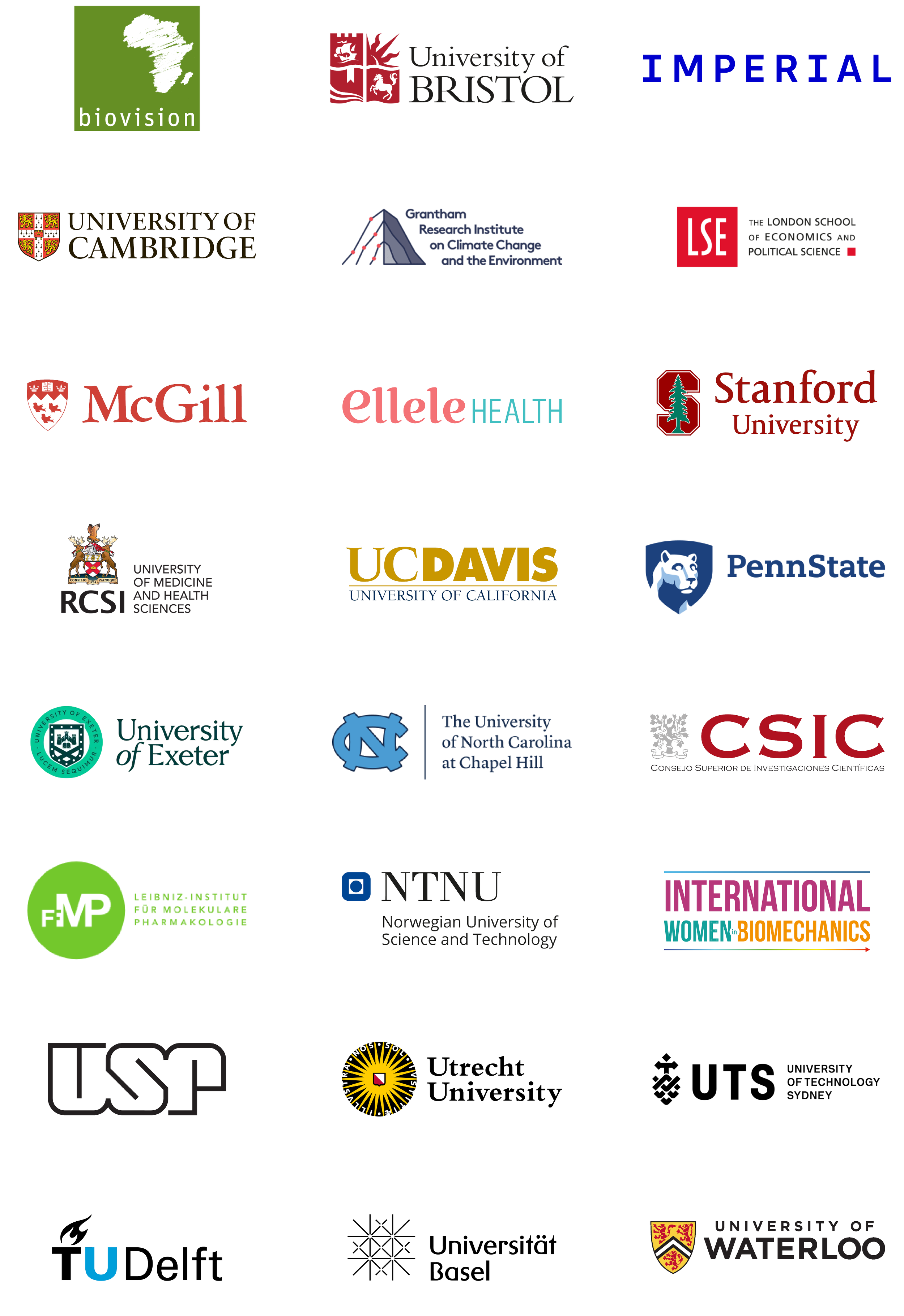 Collection of logos of various universities and institutions