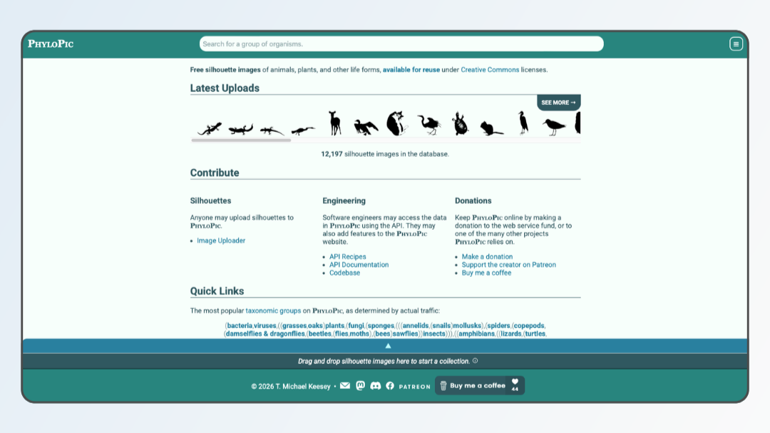 PhyloPic webpage