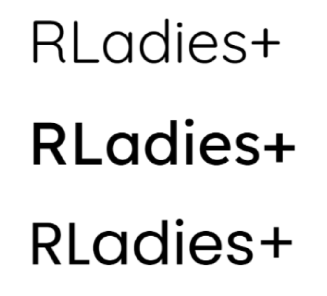 Example of the font, Urbanist, used for the RLadies+ new logo.