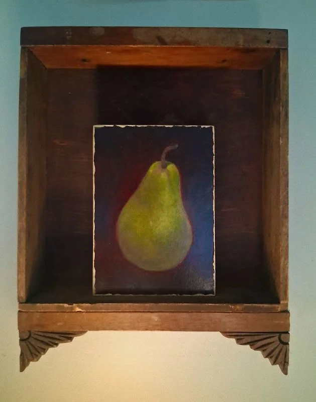 Kristine Topor, oil on panel inside an antique drawer. Art is in my soul.  I like to call myself  a Creative Junky.  I paint, create with found objects and love working with paper clay.  Life inspires me.