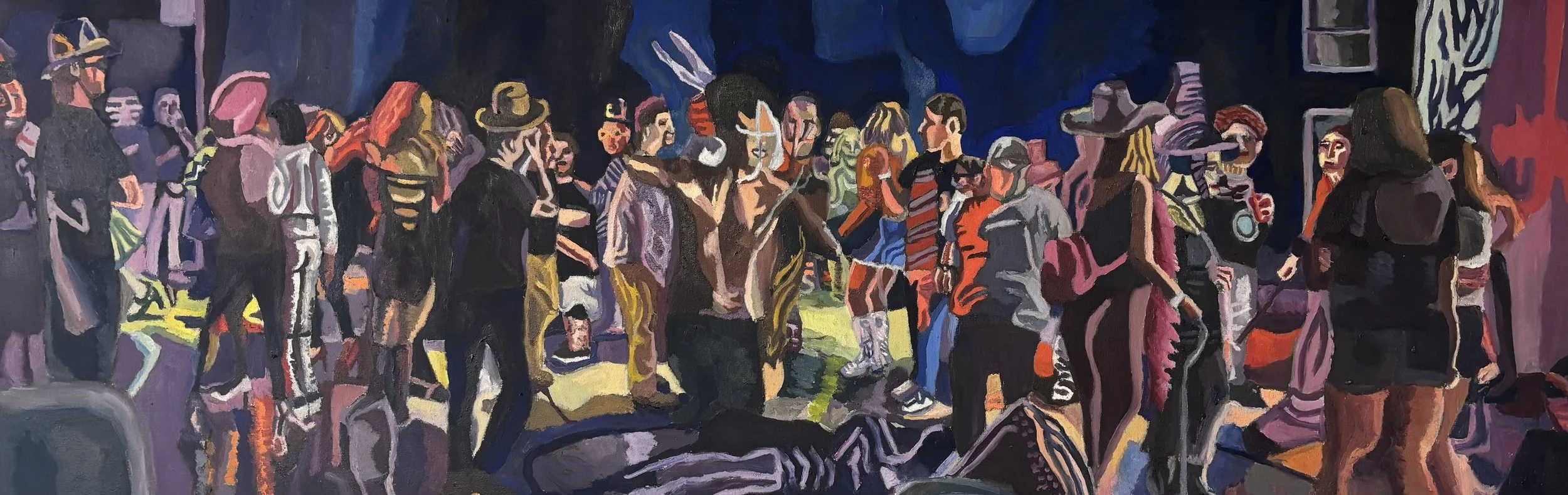 Rachel Kaufmann: Rachel Kaufmann is a queer artist, creating work at the Muse studios in Housatonic Massachusetts. Inspired by life around her and her inner world, she depicts scenes with oil paint. She has been painting since she attended Bard Colle