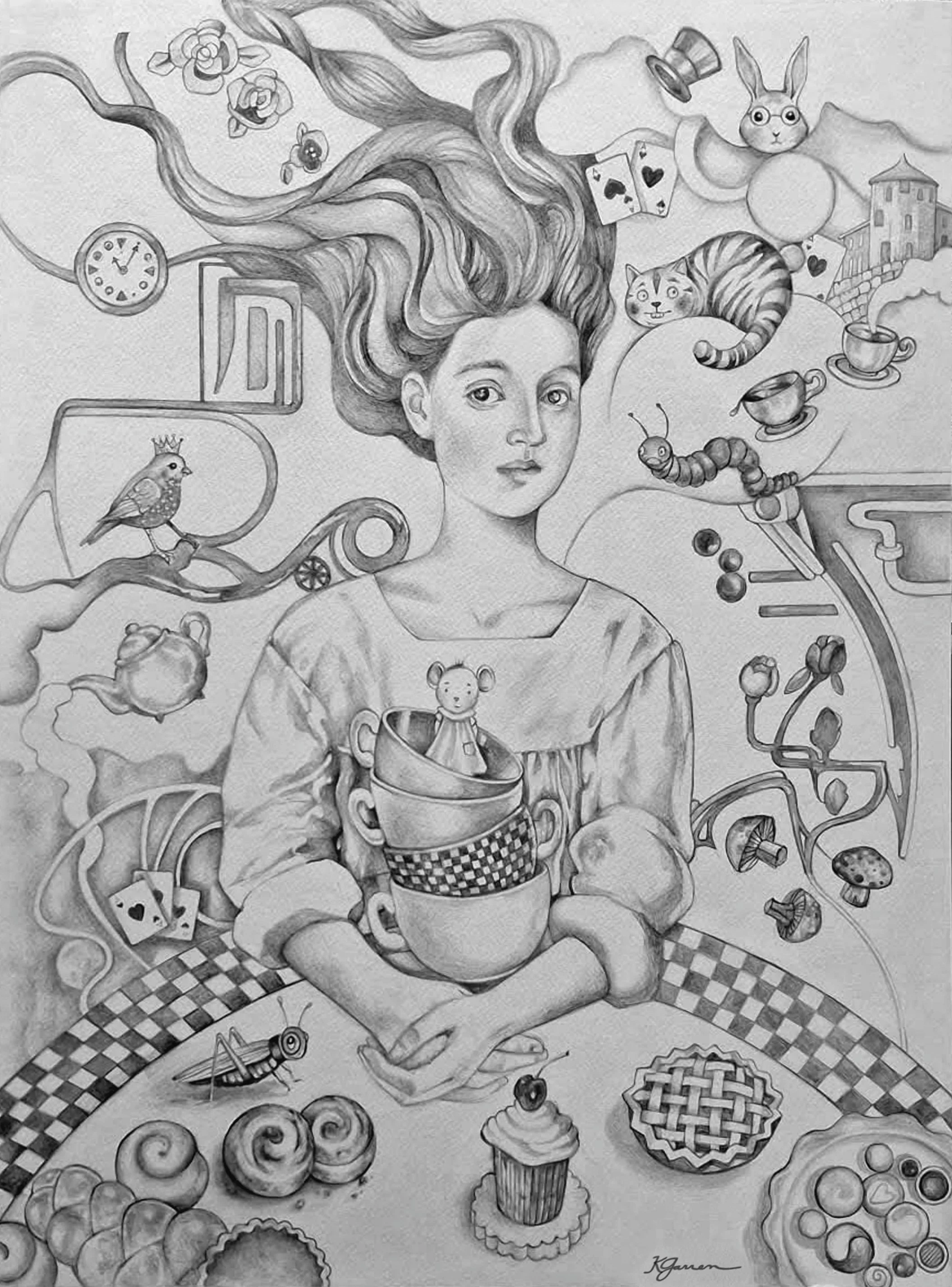 Kathy Garren, Pencil on Watercolor Paper. I love to do whimsical art that can be amusing or peculiar, depending on the eye of the beholder.