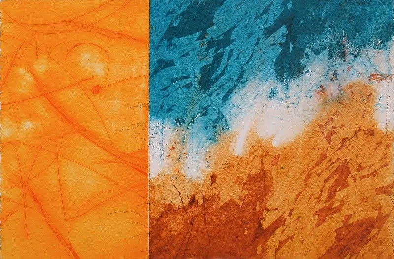 Abby DuBow, Monoprint. 

As an artist I deal with relationships.  Relationships that I have to the world, community, environment, family, and friends.  I also deal with the relationship I have with myself at any given time.  My art, whether I’m paint