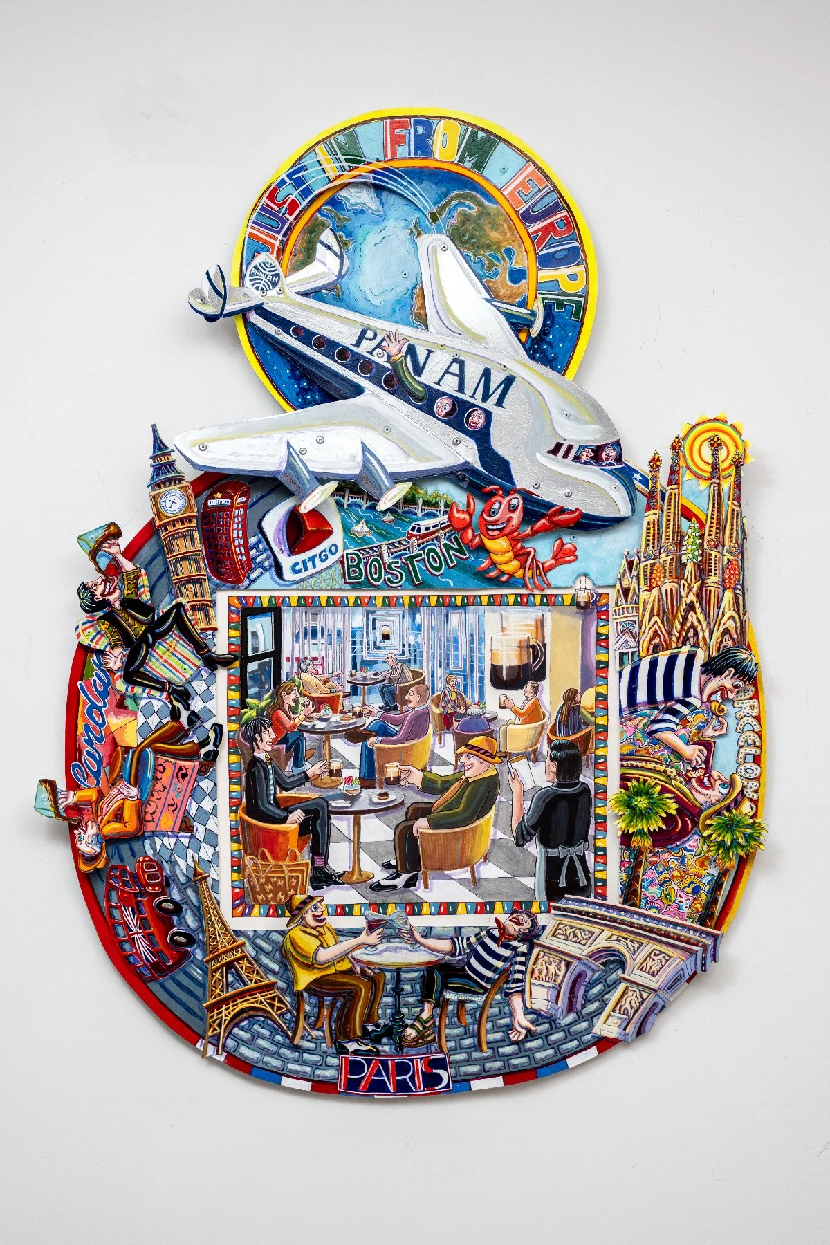 Susan Gilbert: My work is figurative, what I call cartoony  figurative. With this I tell stories based on everyday occurrences in my own life and various popular events, celebrations and other aspects of american culture. Another interest that comes 
