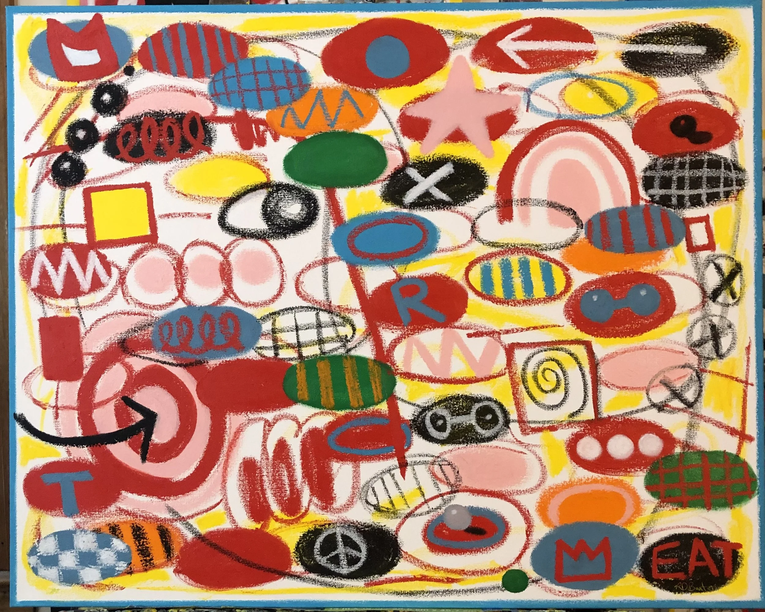 Ricky Barton: Lives in Cheshire member of Future Labs Gallery. Abstract painting automatic mark making and color theory emphasis.
Robot Painting is an exploration of automatic mark making and discovering interactive color theories.
