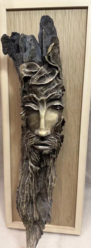 Barbara Roth, Clay on Found Bark with Acrylic Paint. Barbara Roth is a mixed media artist creating sculptures from found bark, clay, and acrylic paint as well as ceramic pottery and sculpture. All of her work is created to reflect the natural beauty 