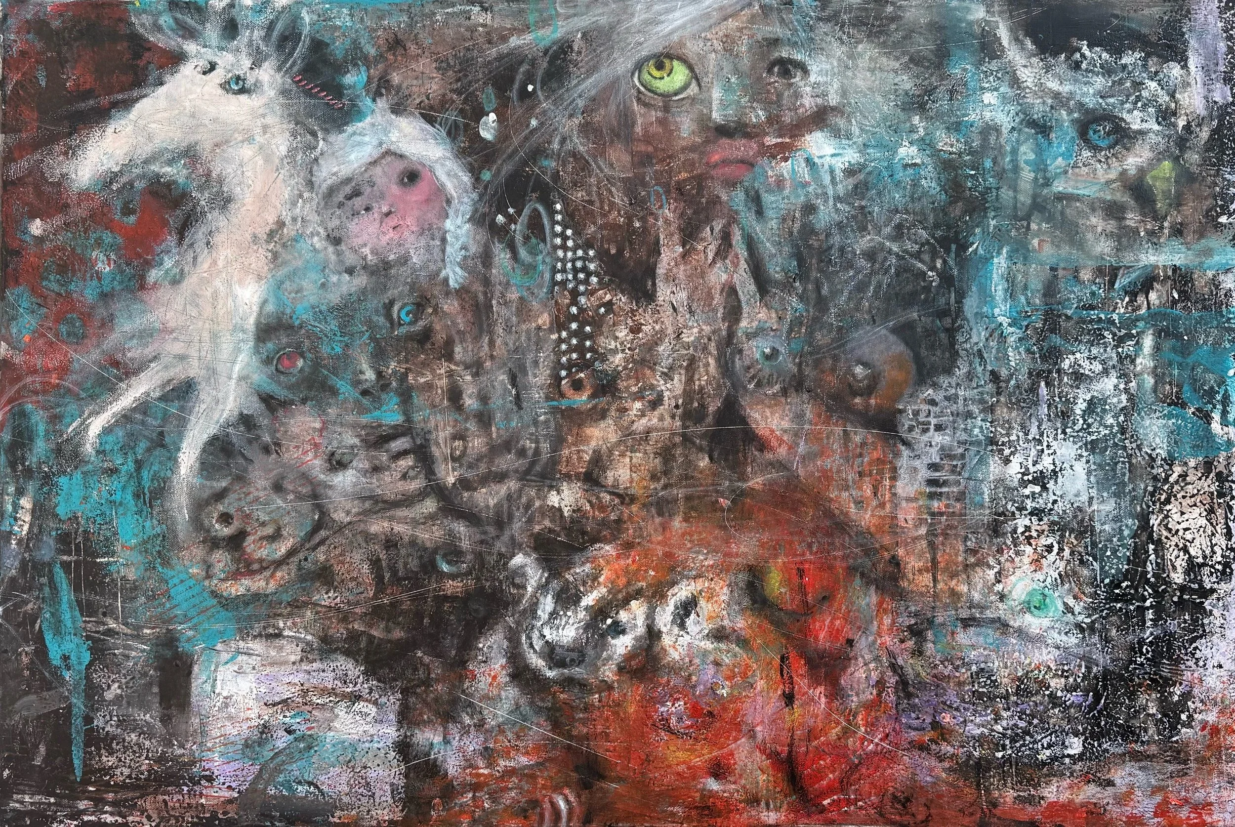 Jackie Luczynski: Graduated from an art university in Taiwan. Primarily creates two-dimensional works using sketching, watercolor, and oil painting, with a particular strength in acrylic and mixed media.