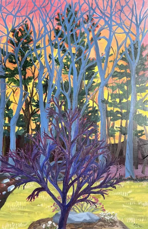 Marilyn Orner, oil on cradled wood panel. Landscape has been my predominant subject matter  for years. I work from photos that I take, not in an effort to reproduce the image I have taken, but to infuse the painting with the feeling that captured my 