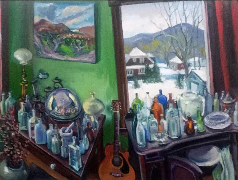 Alvin Ouellet, Oil on Canvas. 

My paintings, prints, drawings and digital collages result from close observations of light, value, color and form.  By exploring the interactions and juxtapositions of the built and natural environments I seek to crea