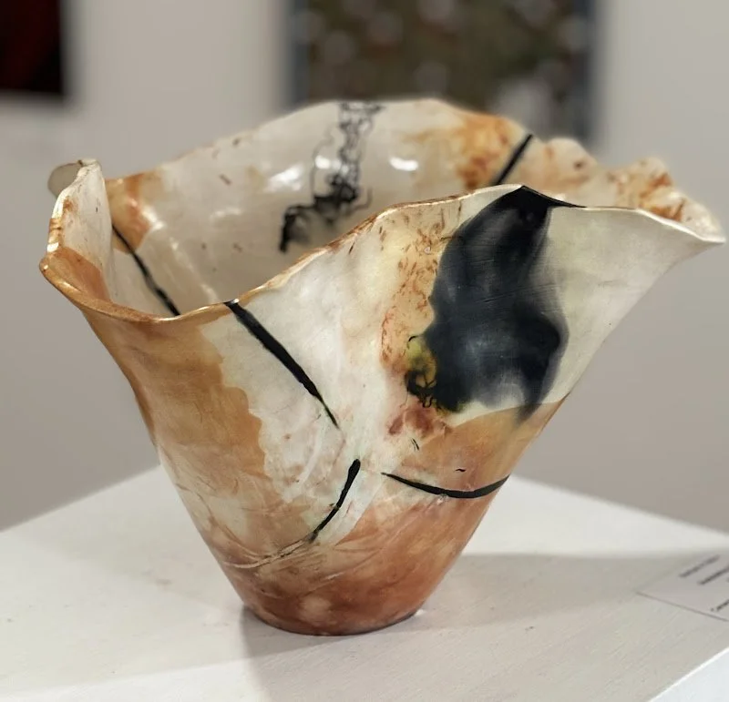 Barbara Patton, Ceramic. As a visual arts educator for over 25 years, I was always looking for new ways to approach the art experience. After taking a workshop on alternative firing ceramic techniques, I was hooked. I find it both captivating and cha