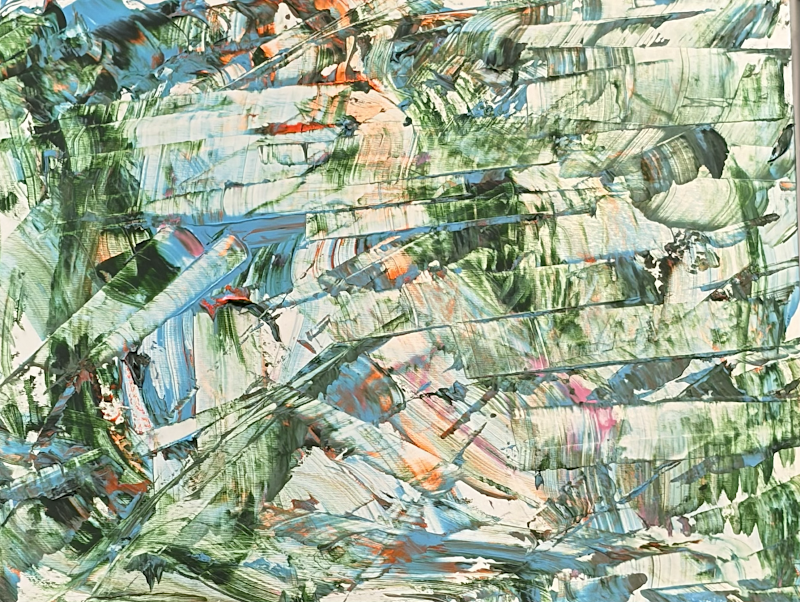 Sara Markel Altman, acrylic on board. Inner Space and Outer Space - Where Memory Meets Abstraction
Color, angles, curves have become my alphabet of memory.  My paintings are attempts to integrate my life experience - ideas,  memories and emotions - w