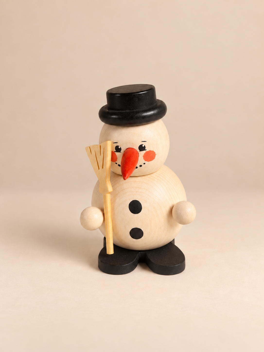 Wooden Smoker - Snowman with Broom