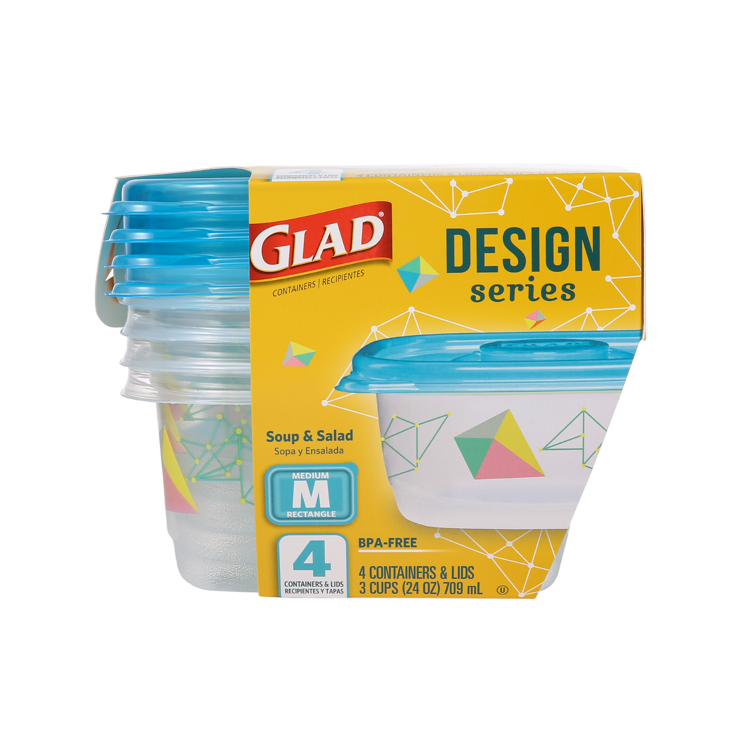 Glad Containers & Lids, Soup & Salad, 3 Cups - 5 containers