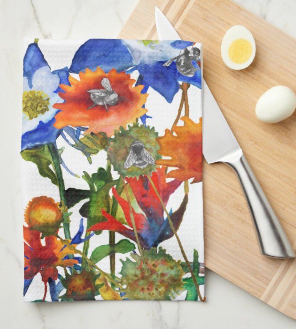 State flower artistic dish towel