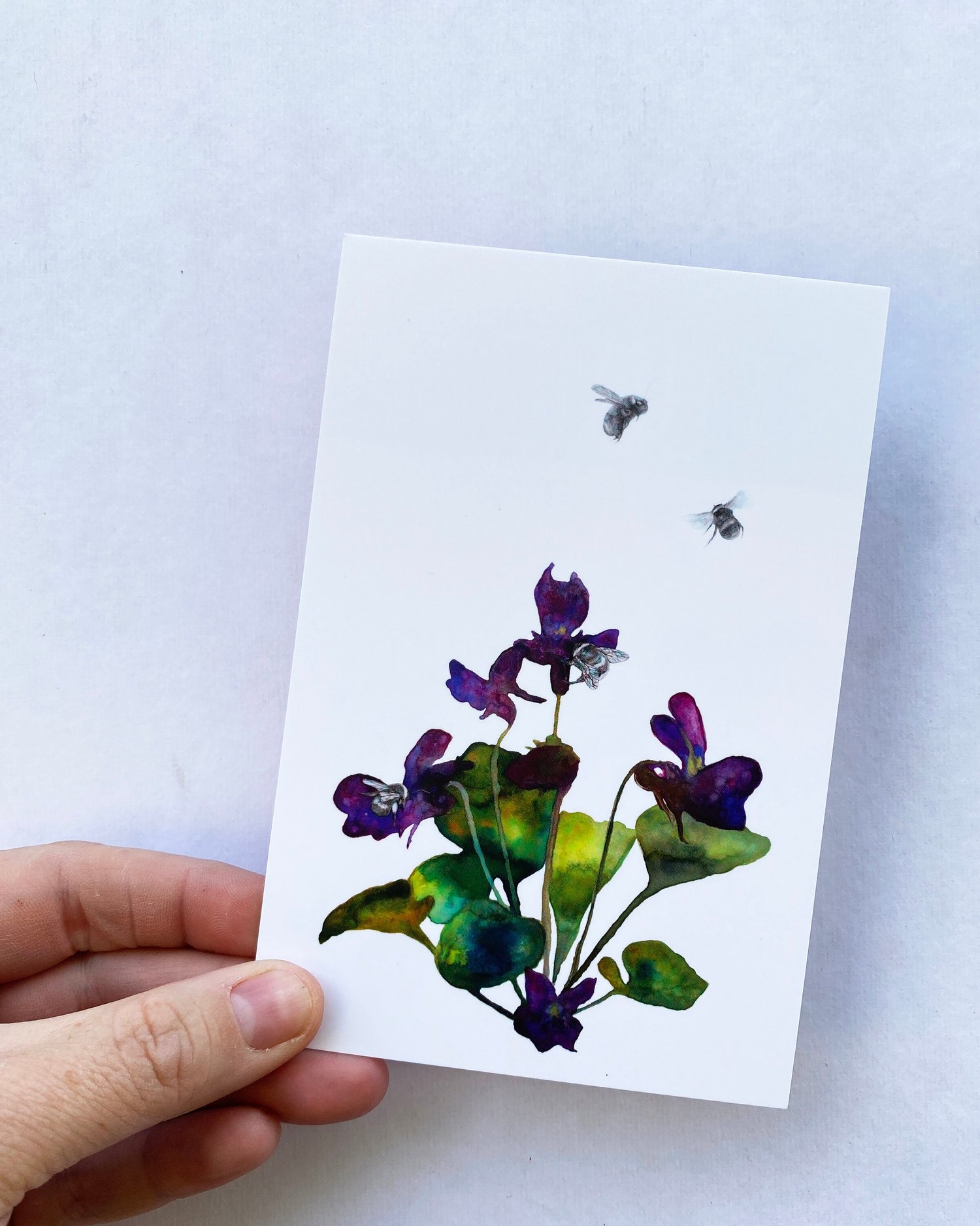 Mini Print, Violets Illinois State Flower, Abstract Watercolor