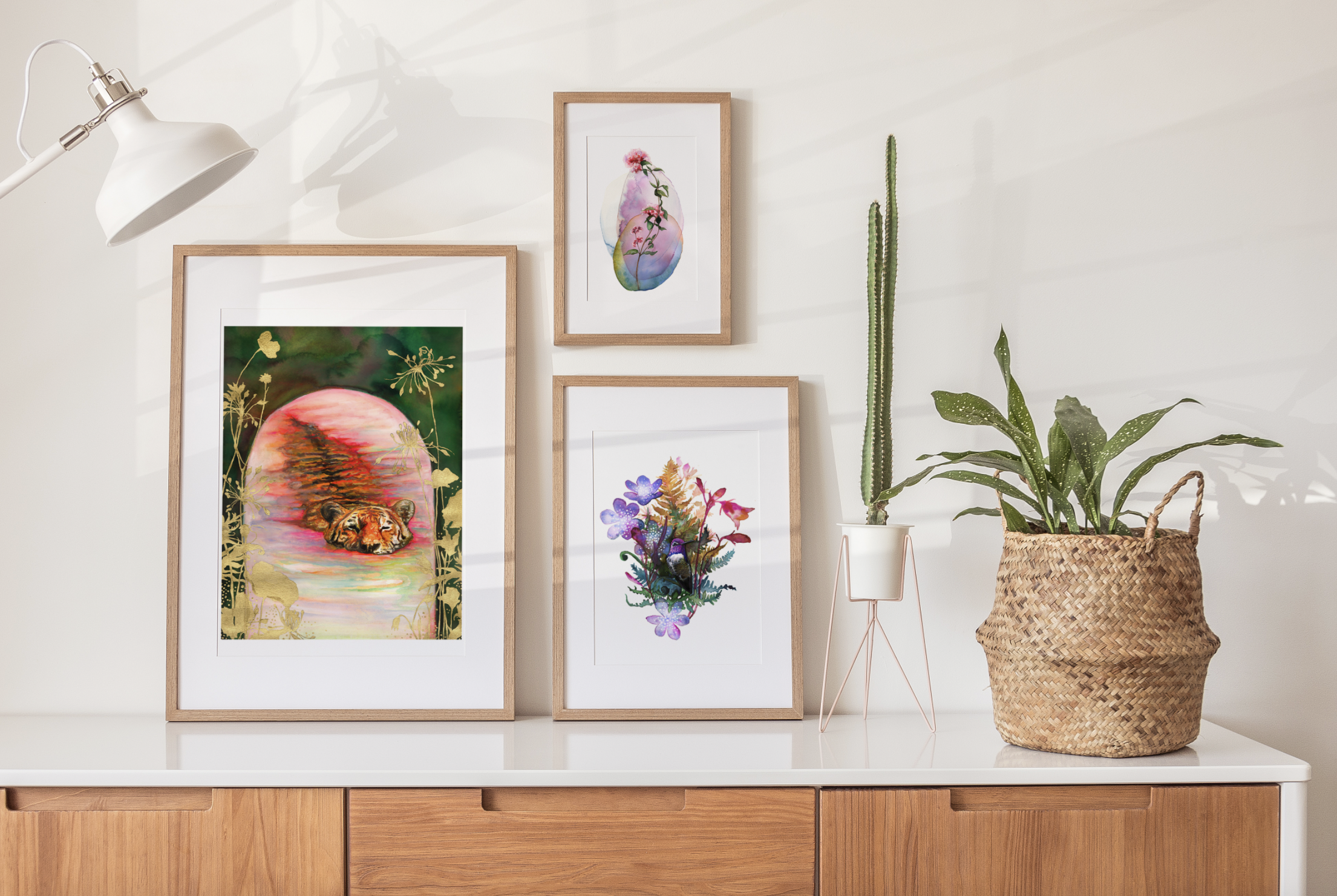 Tiger Watercolor purple flower watercolor hummingbirdwatercolor mock.png