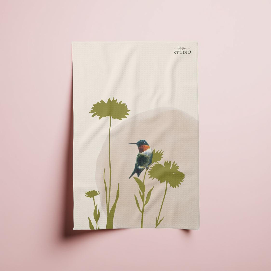 Ruby Throat Hummingbird Dishtowel