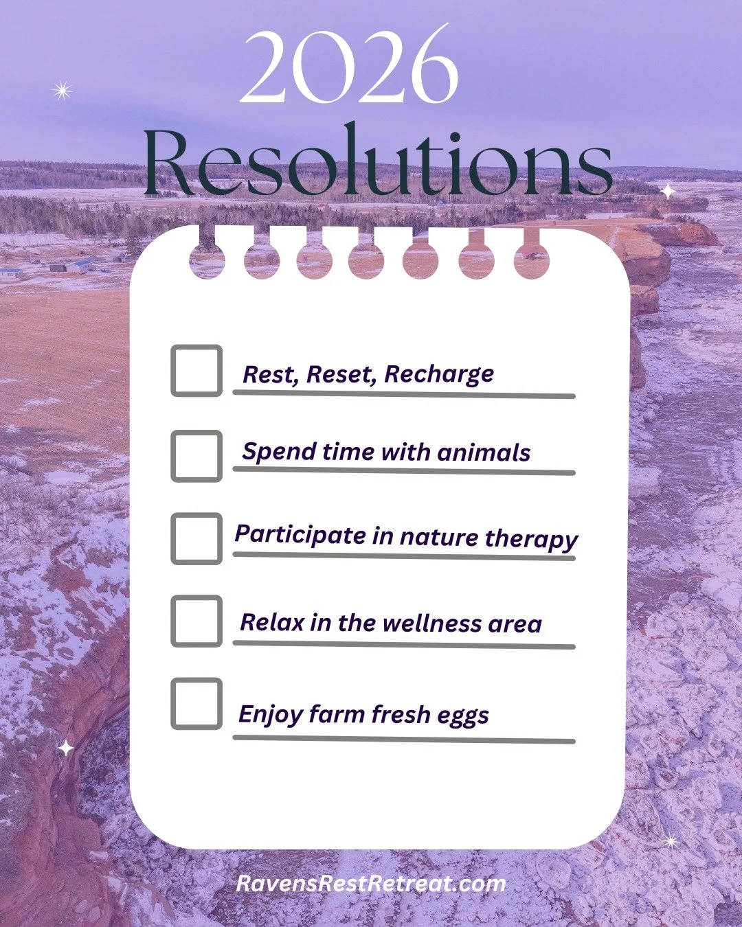 If you are looking for New Year's inspiration... here are some of our 2026 resolutions

📸 @daveyandsky 

#visitnovascotia #farmstay #restresetrecharge #highlandcow #newyear