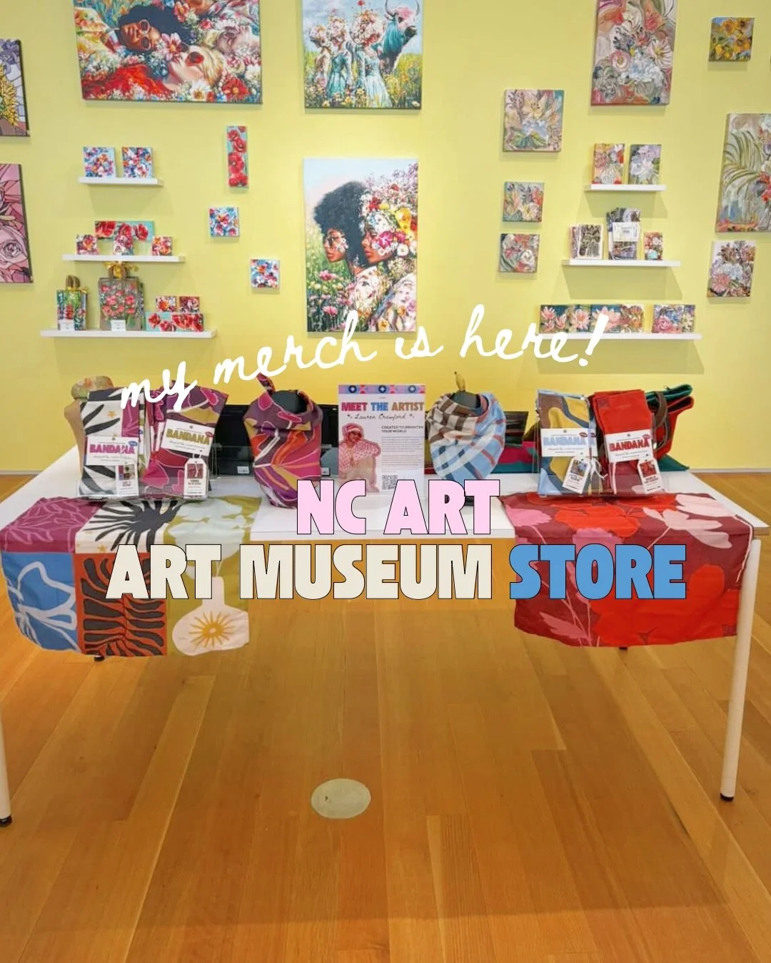 LMAOO the typo in the graphic 😂🤷🏽&zwj;♀️ anywayssss y&rsquo;all im screaminnnn😭 what an honor to have my art/merch showcased at the @ncartmuseum ✨ 

I&rsquo;ve made some custom scarfs/bandanas for the amazing annual Art in Bloom event 💐 these we