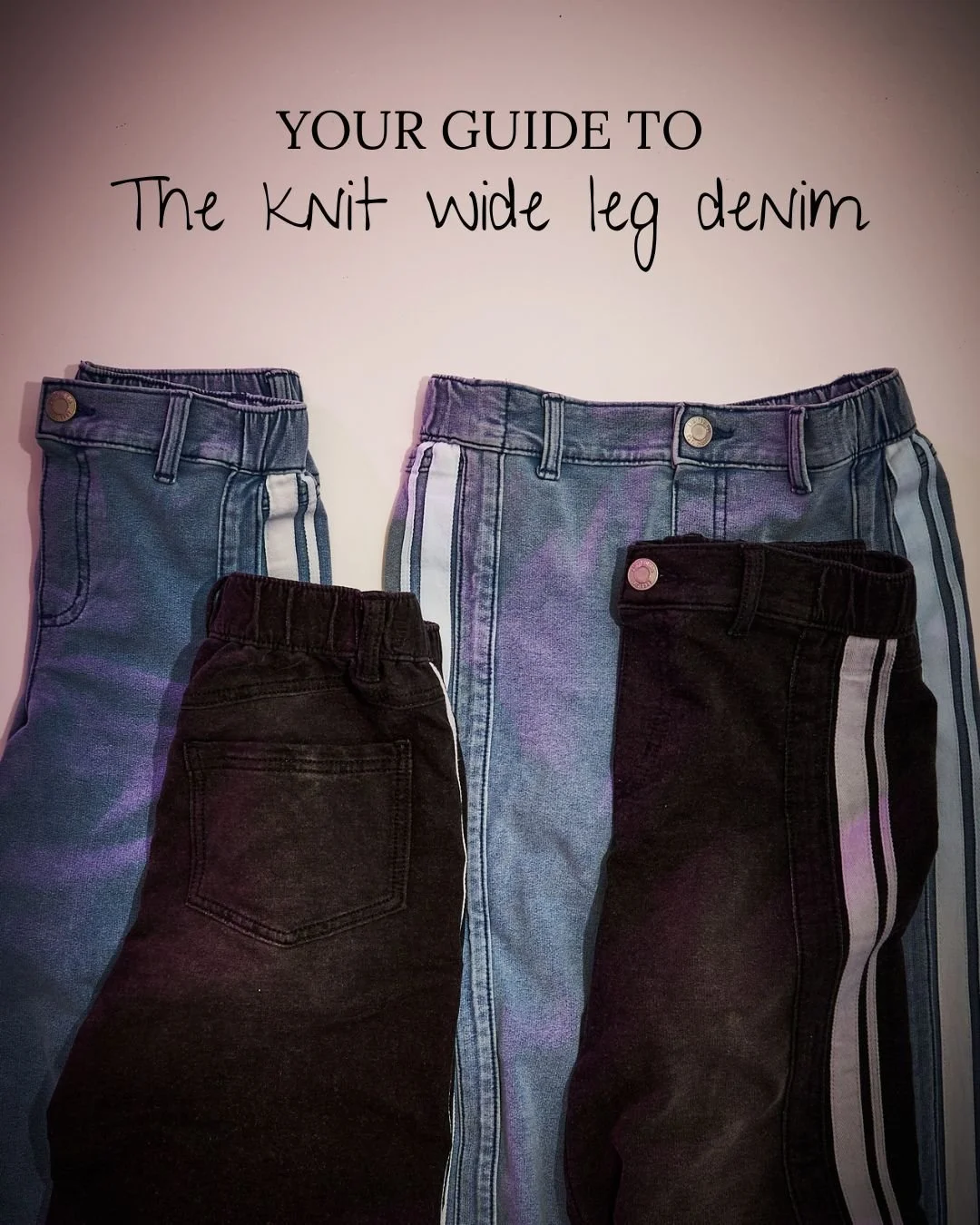 Denim that moves with you all day long. Shop the knit wide leg jeans at the link in our bio 👖