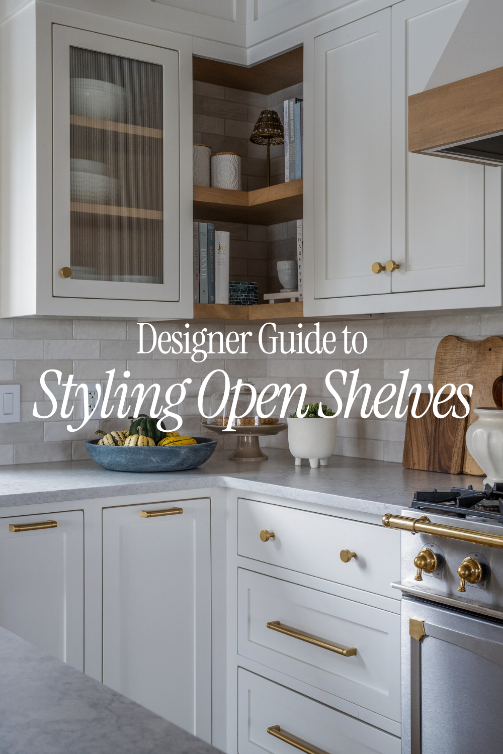how to style open kitchen shelves with cookbooks ceramics and layered objects interior designer tips
