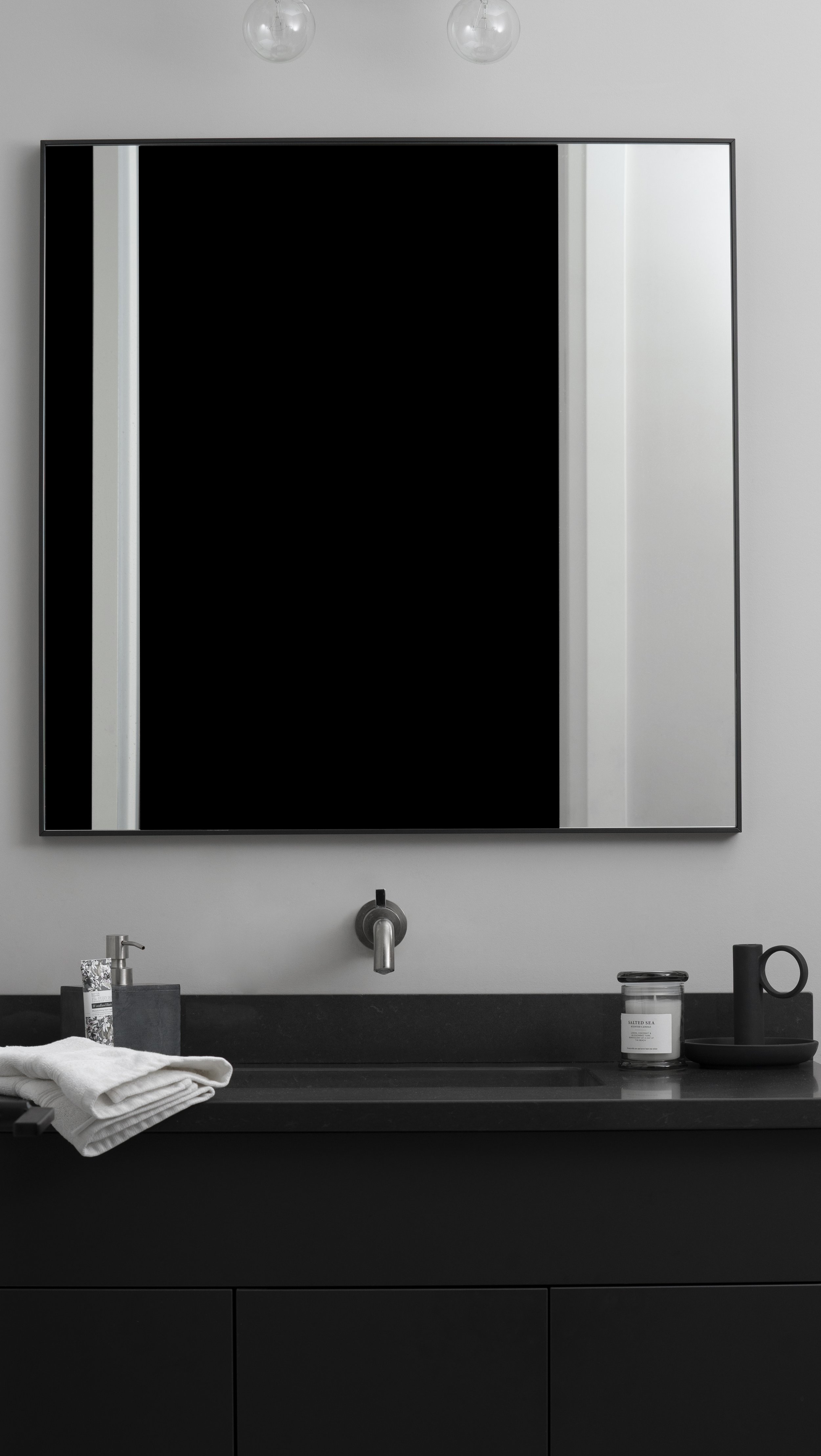 Leah Simpson Design powder room bathroom black modern interior