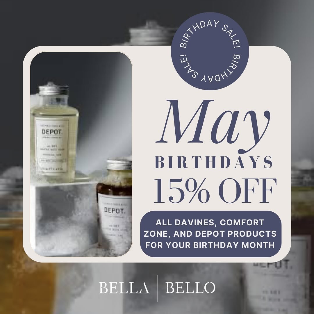 Happy Birthday to all of our May Birthdays🥳🥂 
Celebrate with 15% off product for your entire birthday month!!