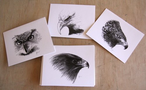 Birds of Prey Black & White Note Cards