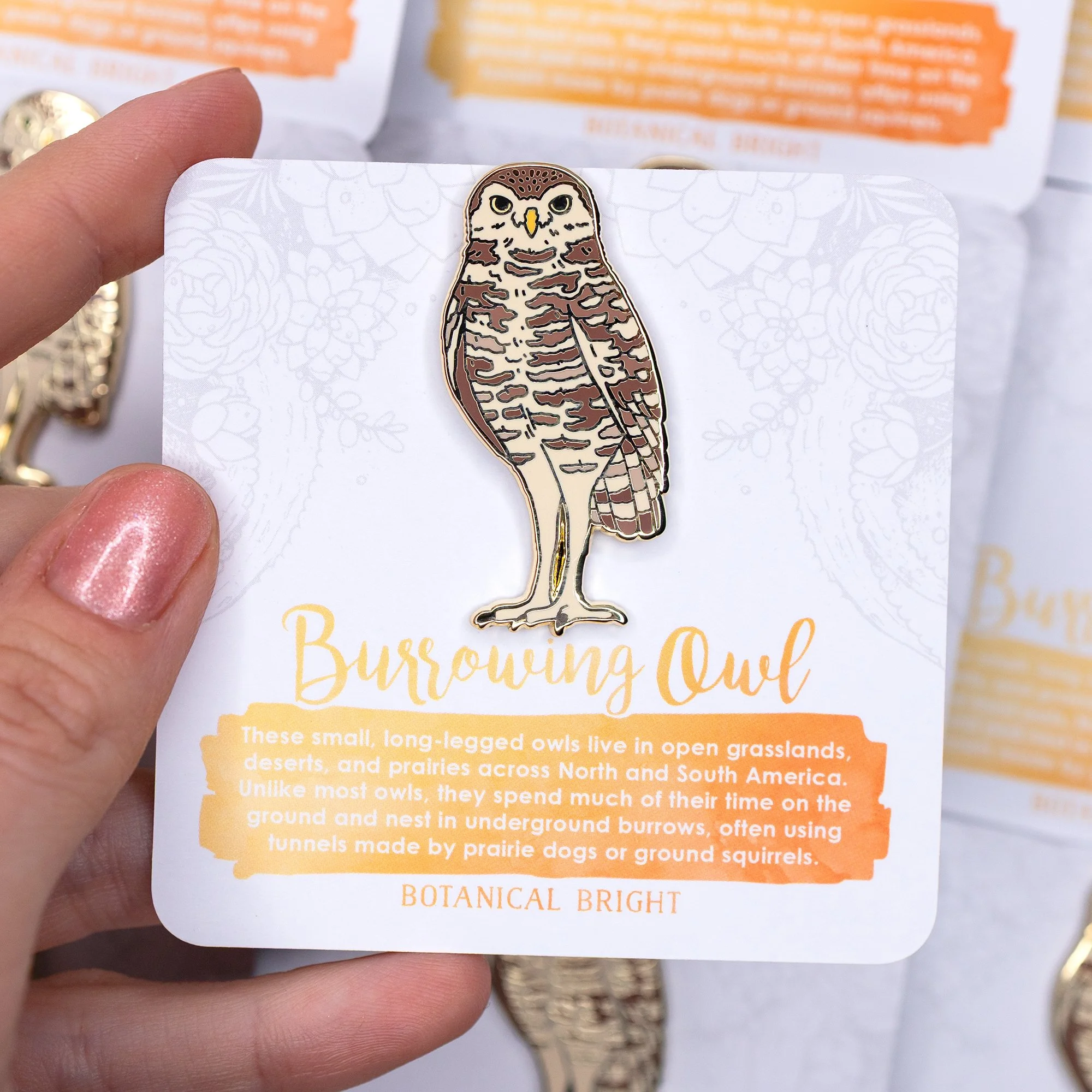 Botanical-Bright-Burrowing-Owl-Bird-Enamel-Pin-1.jpg