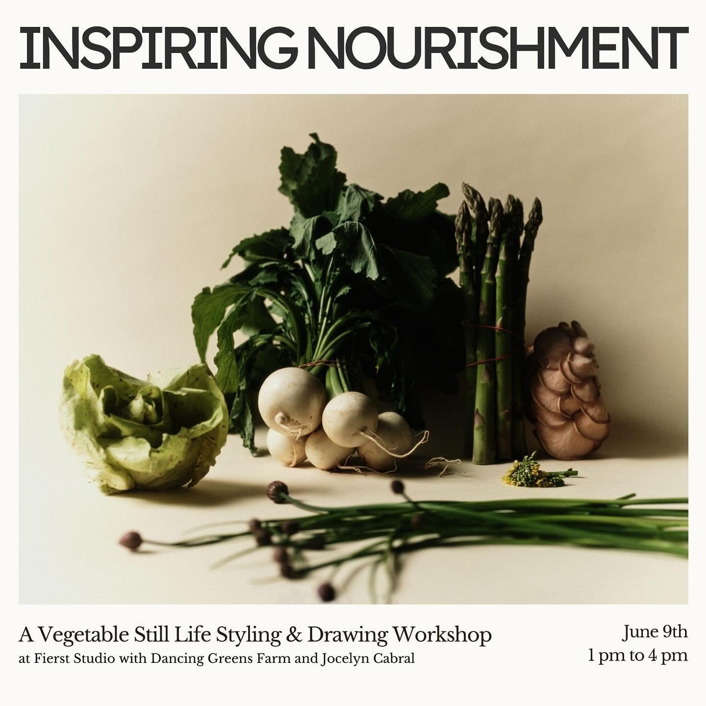 🥦Join @fierststudio , @dancinggreensfarm ,and @jocelynscabral for a unique experience celebrating the beauty of nature&rsquo;s bounty at our &ldquo;Inspiring Nourishment&rdquo; workshop on June 9th!&nbsp; 

We will delve into the art of arranging wi